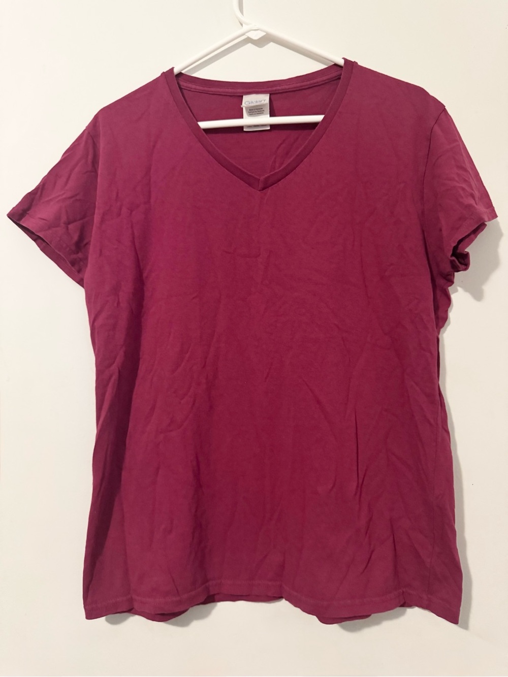 Gildan Heavy Cotton Dark Pink V-Neck T-Shirt